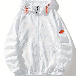 White Unisex Astronaut Graphic Hooded Jacket XXXL